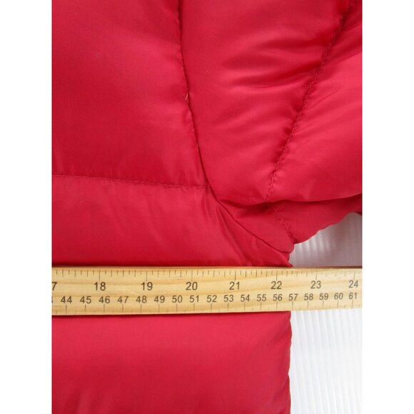 LL Bean Jacket Medium Red Goose Down Reversible Puffer Quilted * - Picture 6 of 16